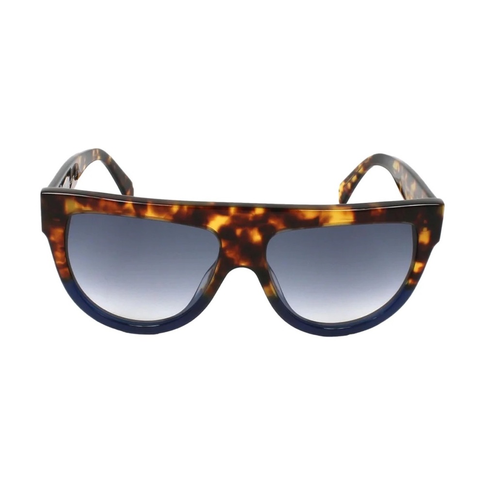 Authentic Celine 41026 shadow tortoise and blue flat top sunglasses